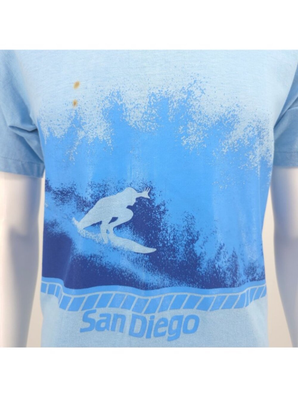 Vintage 1980s Power-T Hogenson San Diego Wrap Around Surf Graphic T-Shirt (S/M) - Picture 7 of 13
